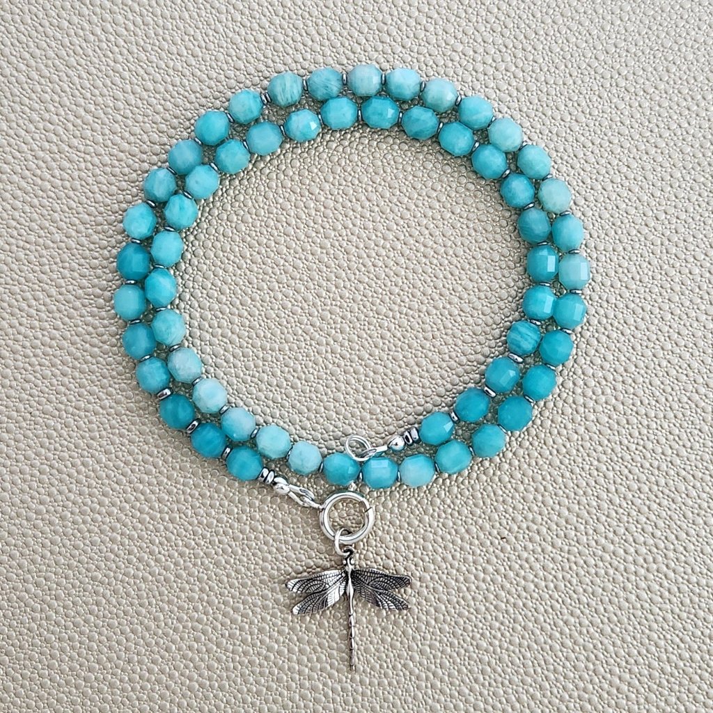 Amazonite Necklace W/ Mini 925 Dragonfly--16